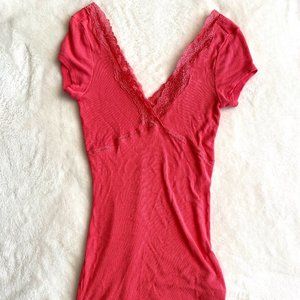 Guess Lace Trim Salmon Top